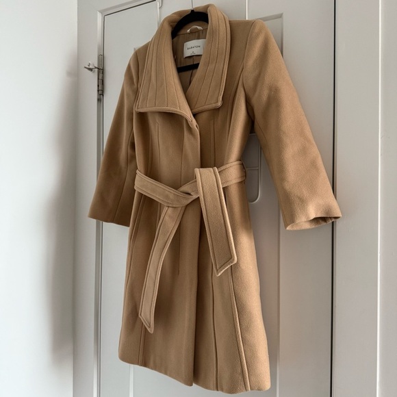 Aritzia Babaton camel tan virgin wool Connor wrap coat - size XS - Picture 12 of 16